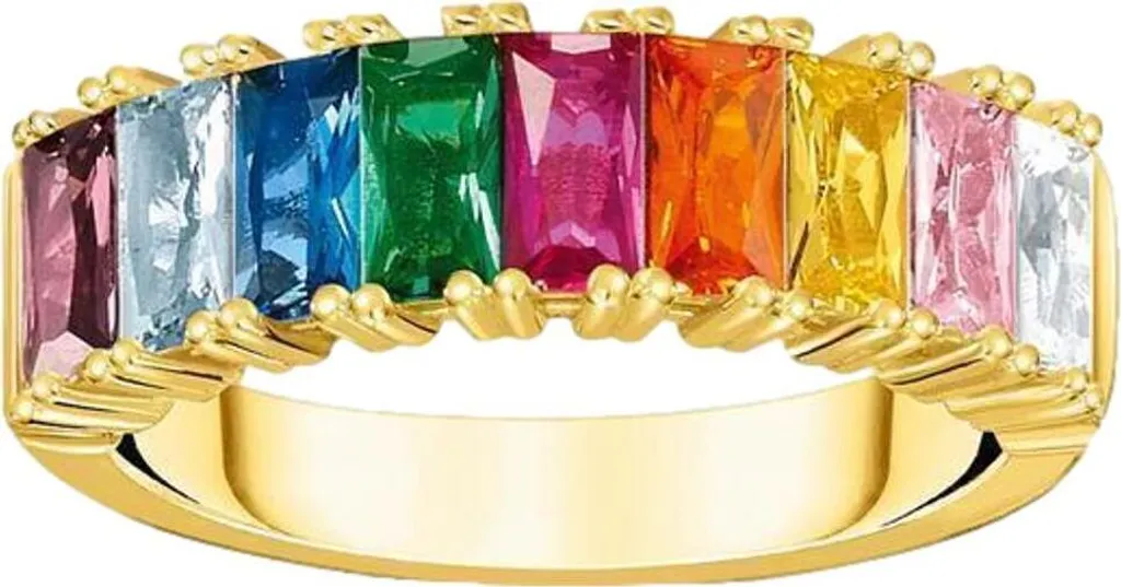 Bague Thomas Sabo Pierres Colorées Doré Jaune TR2404-996-7 Taille 54