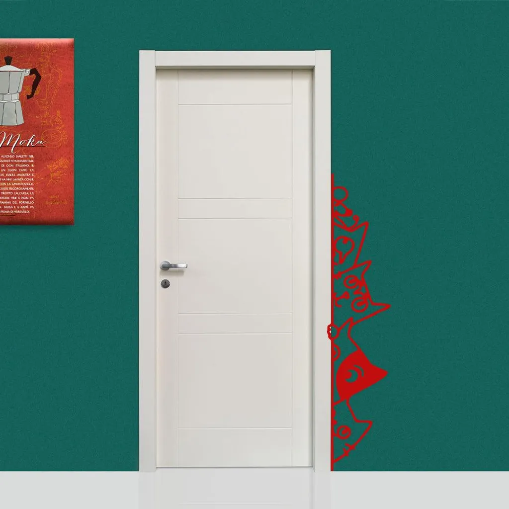 Sticker mural design chats 30x140 cm en vinyle rouge pour votre salon