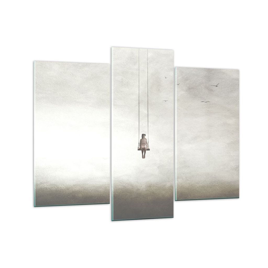 Bilder auf glas - 3 Teile - Schwingen rein Wolken - 130x100cm - Glasbilder - Wandbilder - Bilder - zum Aufhängen bereit - Wanddekoration aus Glas ...