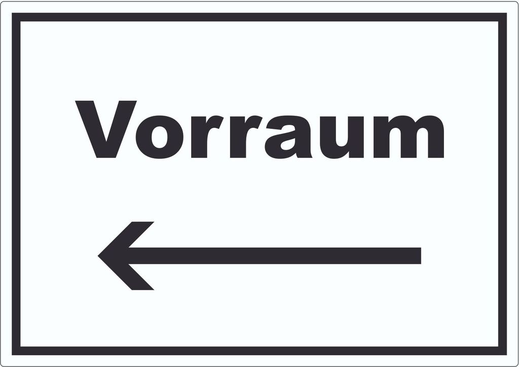 Vorraum Aufkleber mit Text und Richtungspfeil links Diele Vorzimmer waagerecht A3 (297x420mm)