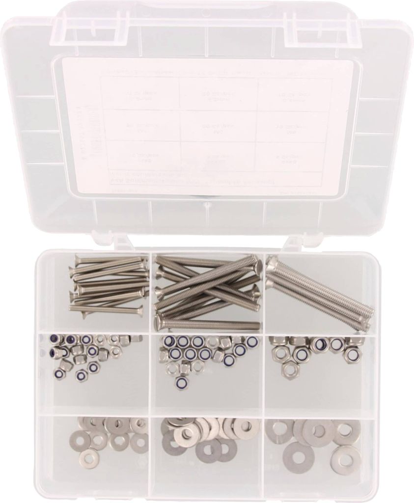 MARINETECH Sortiment metrische Schrauben, 8152174131, Senkkopf, A4, M4-M6, 125-teilig