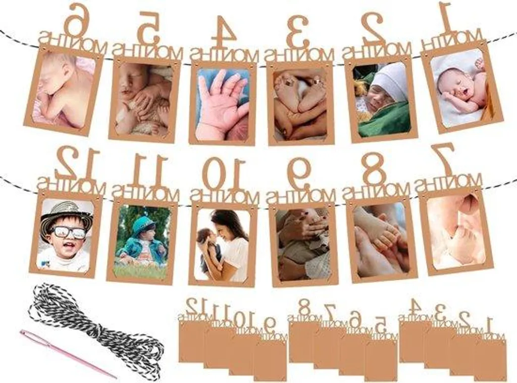 Guirlande photo souvenir pour fête 1er anniversaire bébé de 1-12 mois