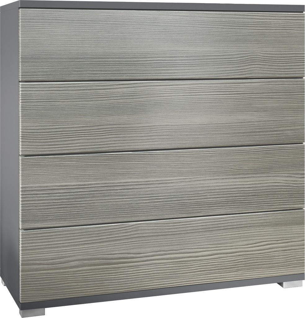Vladon Kommode Pavos V3, Sideboard mit 4 Schubladen Anthrazit matt/Avola-Anthrazit (76 x 76 x 35 cm)