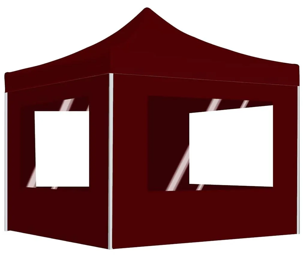 Abri Pliable 3x3m Aluminium Bordeau avec Parois Contre Intempéries