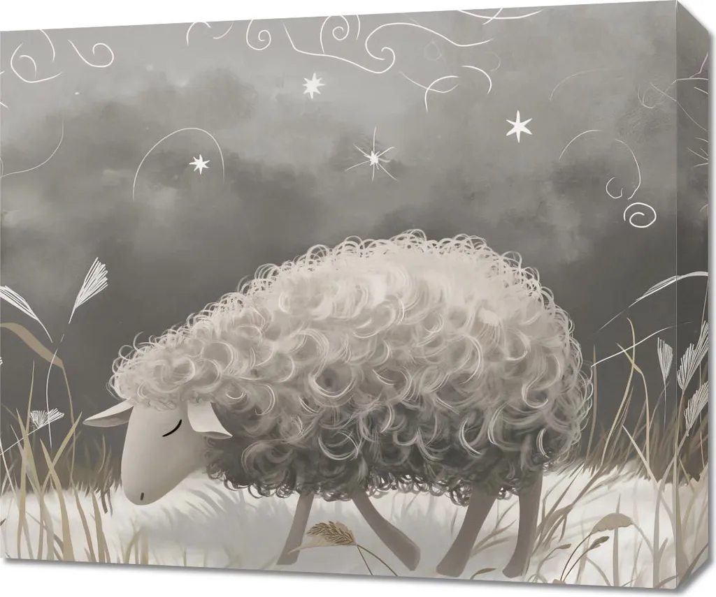 Toile Mouton Luxuriant 60x50 cm - Texture Détaillée et Rendu Artistique