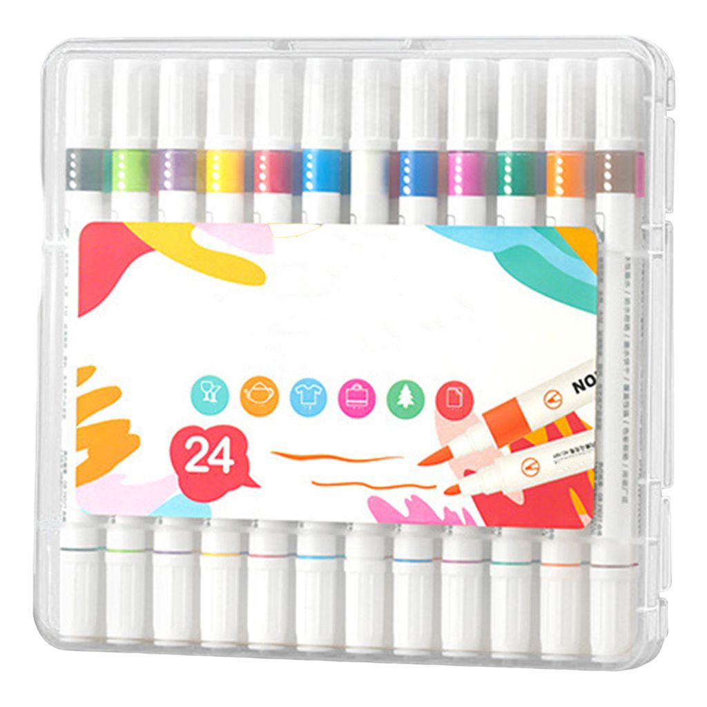 1 Set Acrylfarbenmarker Stift Doppelkopf Wasserbasis Schnell trocken wasserdichte DIY Kids handbemalte Zeichnungsmarkierungsmarkierungs-Stift-Kit-S...