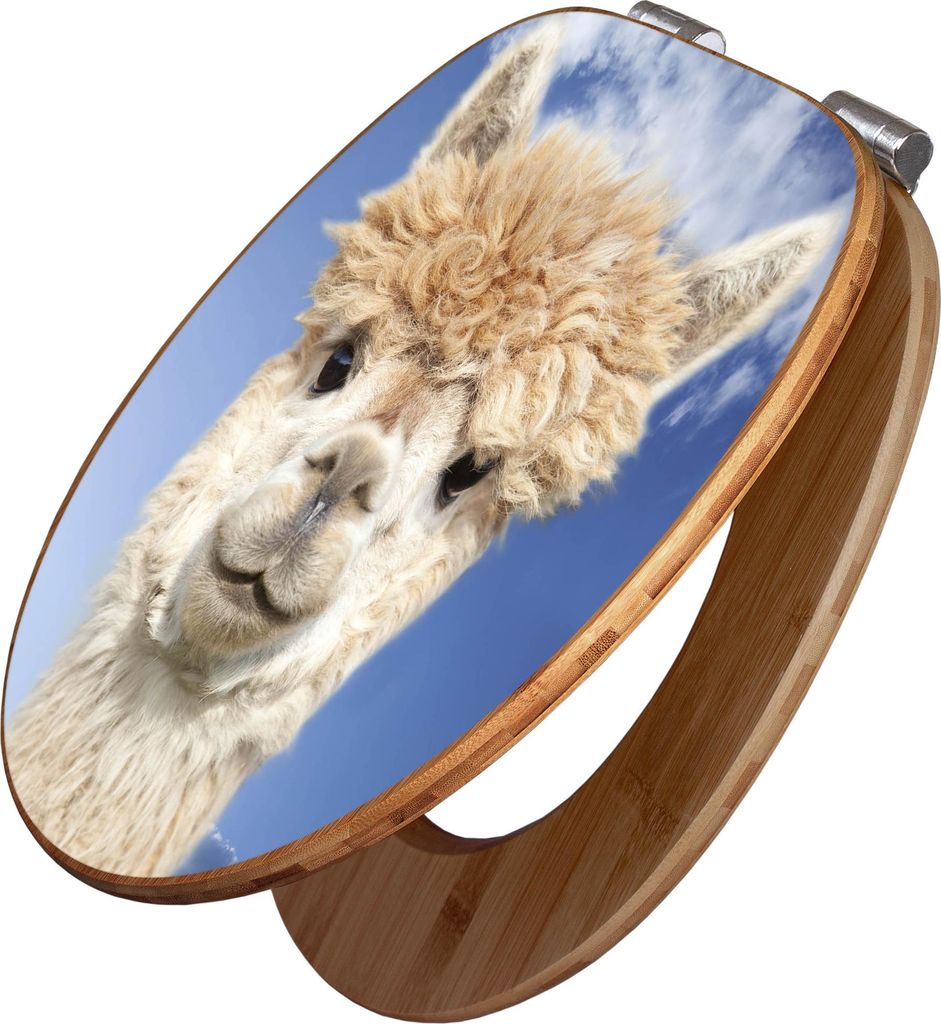 banjado Design WC Sitz Bambus Absenkautomatik -Lama - Toilettendeckel mit Absenkautomatik Holz/hochwertiger Bambus Klodeckel/WC-Sitz für alle gän...