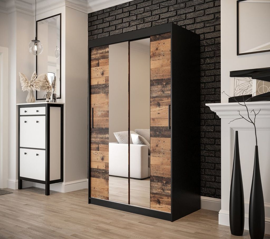 Zweitüriger Kleiderschrank ORISA 2 – Breite 120 cm, schwarz / Old Style