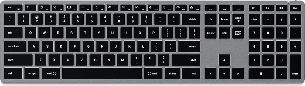 Satechi Slim X3 kabellose Tastatur Entwickelt fr Apple-Benutzer Erweitertes Layout mit numerischem Tastenfeld Verbindet bis zu vier Bluetooth-Gerte