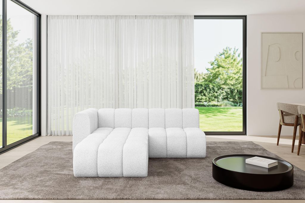 ALTDECOR Modulares Sofa Ecksofa in L-Form - Darnel-L1 - 205x177x70 cm Weiß - Corner modular Sofa Eckcouch Couch Wohnlandschaft Cauchsofa Bodensofa...