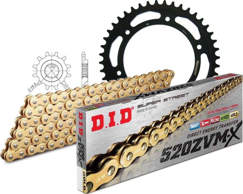 DID Kit Stahl BETA Jonathan 125 99-04/Jonathan 350 ... 15-44-122 DID520ZVM-X(G&G) Niet