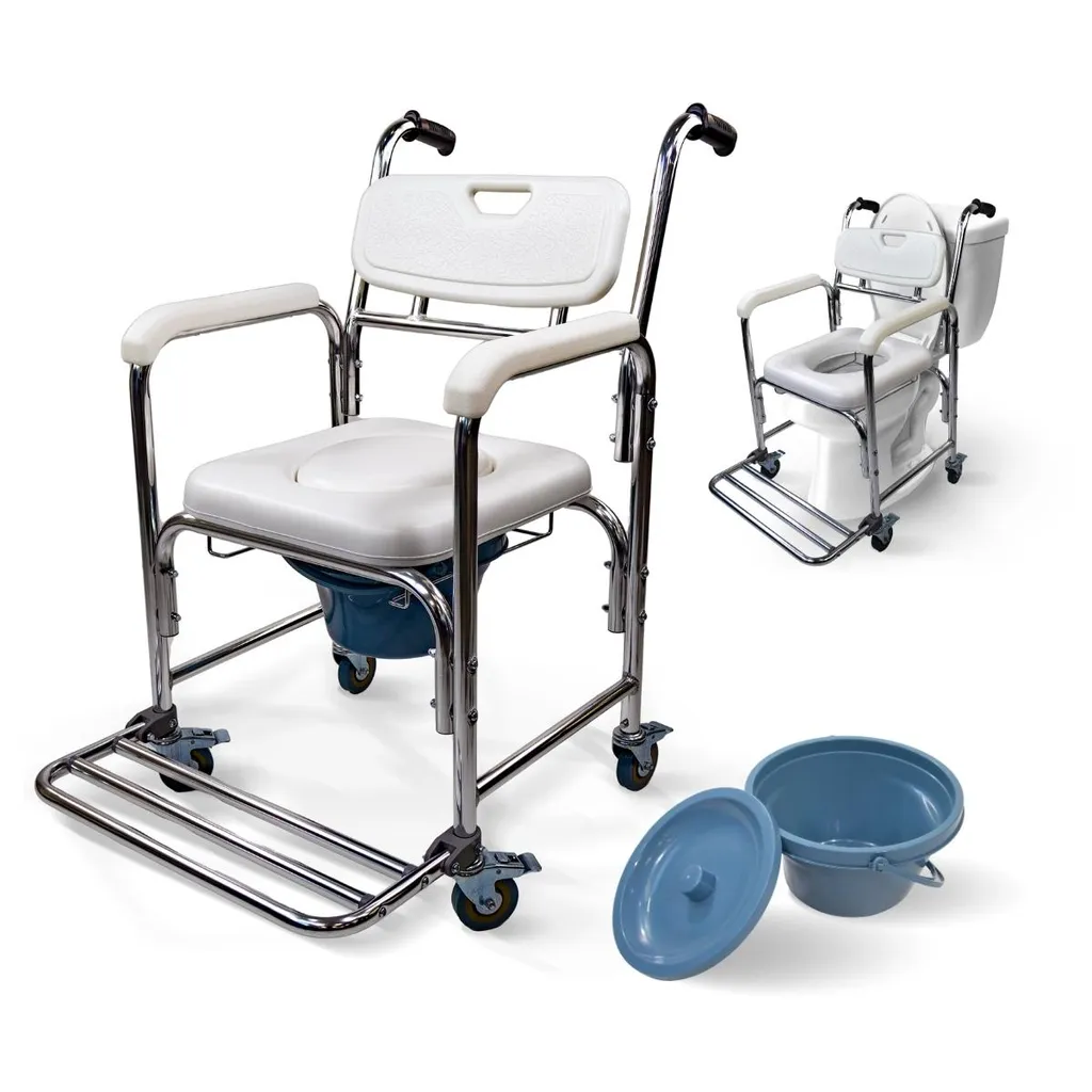 Chaise percée stable contre les chutes aux toilettes avec seau et dossier