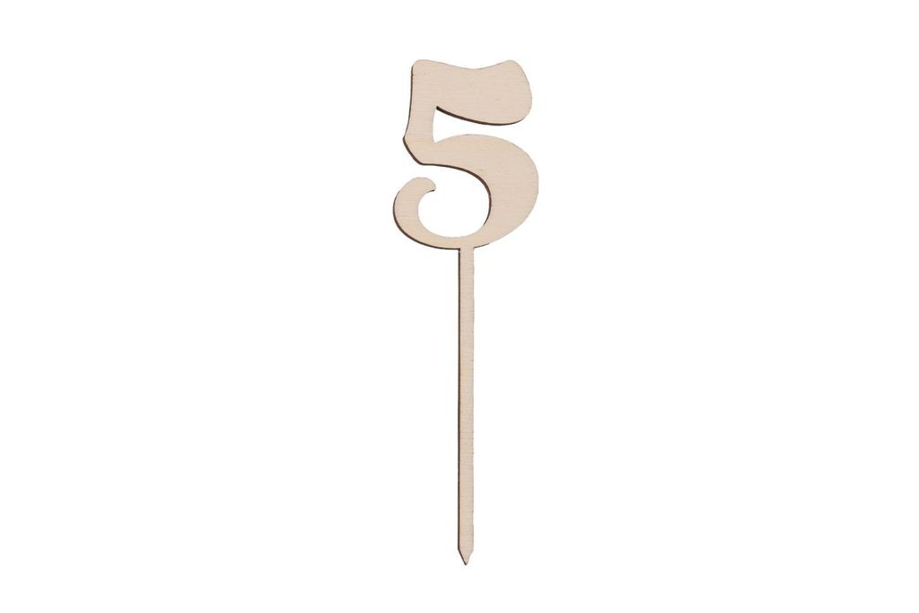 Sallys Cake Topper Zahlen - aus echtem Holz - 5