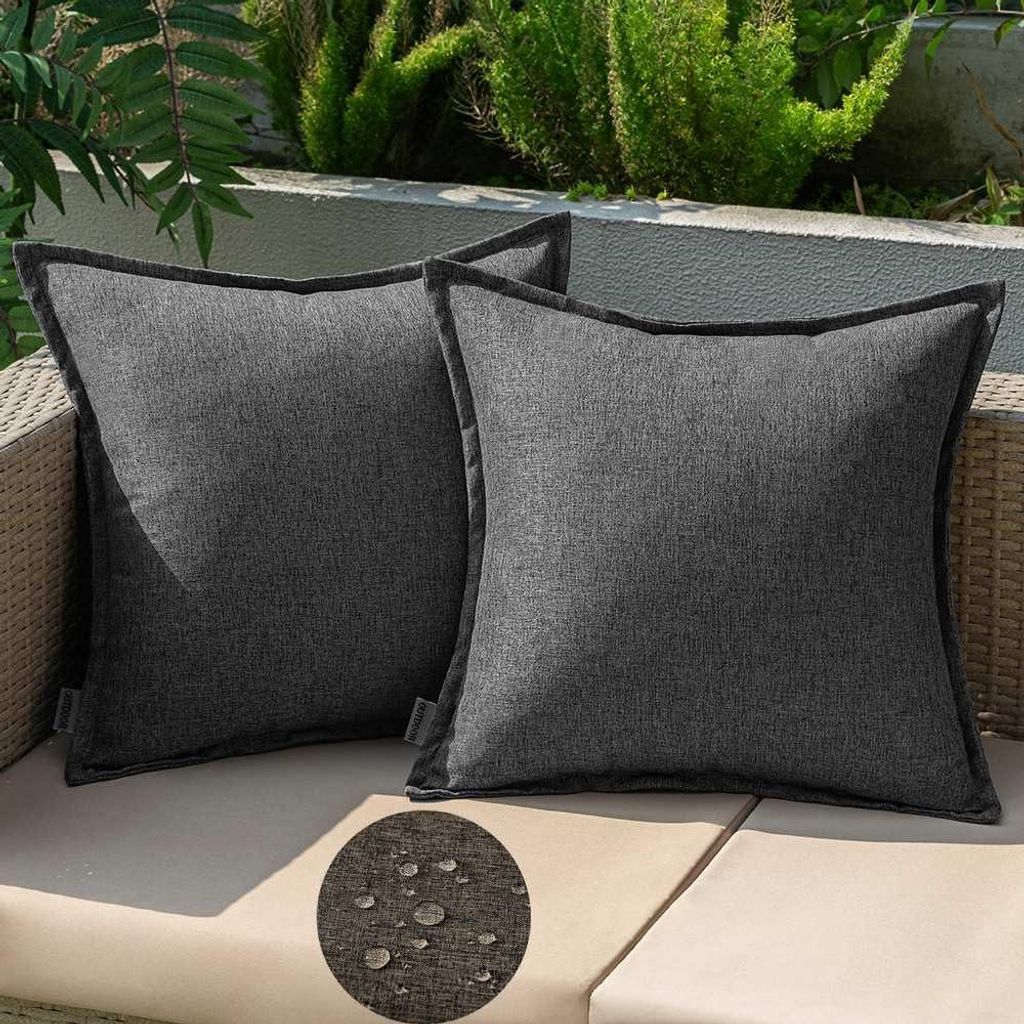 Set mit 2 wetter- und wasserfesten Outdoor-Kissen, Sofakissen, Dekokissen, 40 x 40 cm, Kissenbezüge, dekorative Kissenbezüge für Garten, Sofa, W...