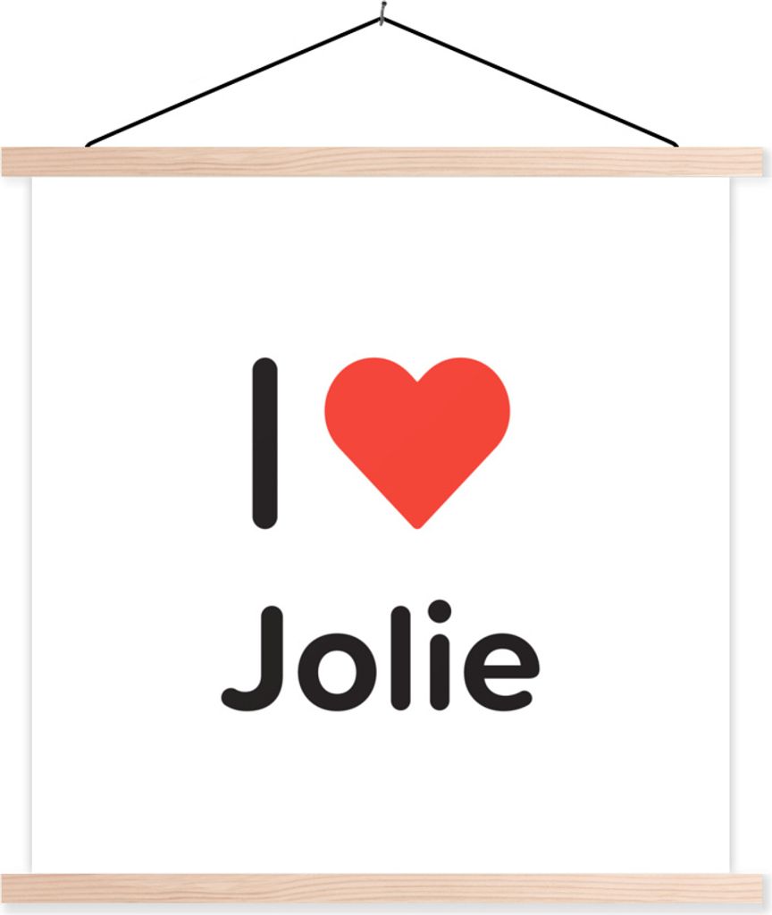 MuchoWow Textilposter Ich liebe - Jolie - Girl 60x60 cm mit holzfarbenen Rahmen - Wanddekoration