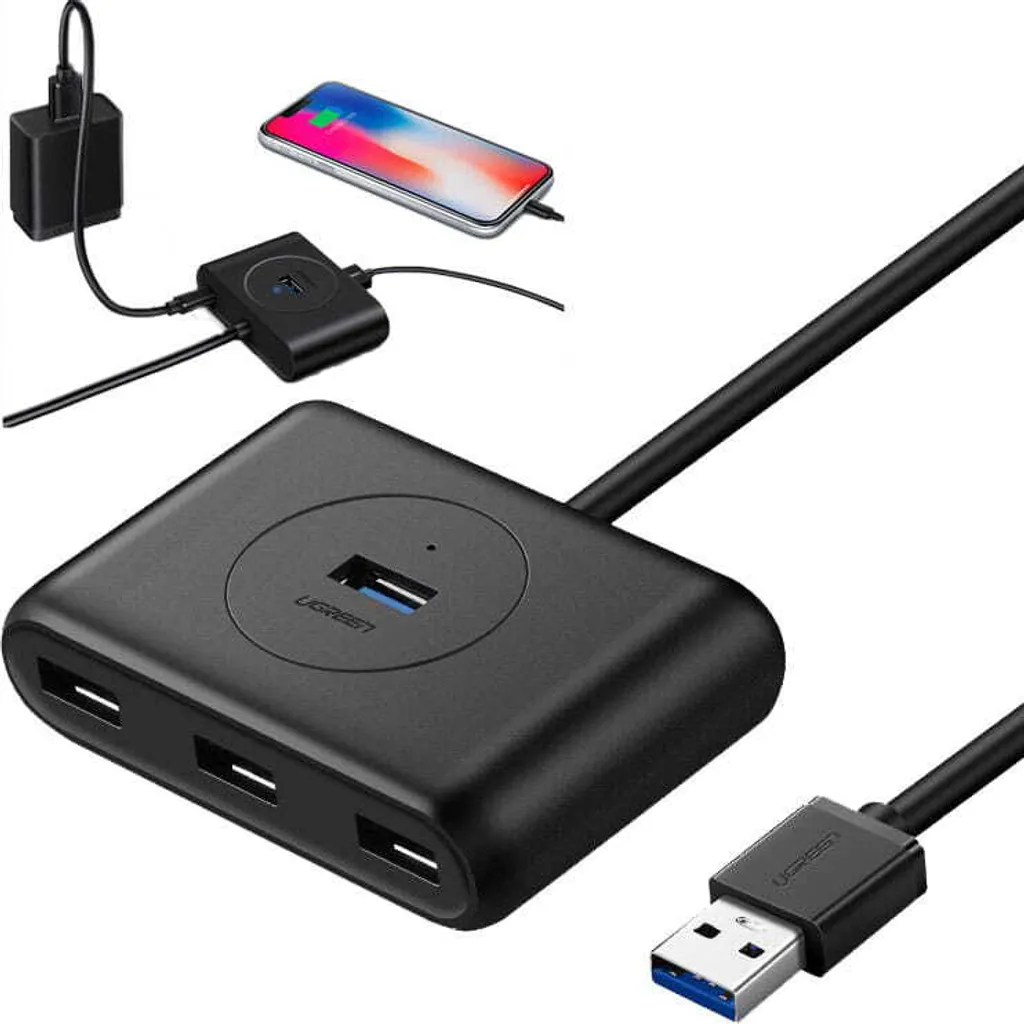 Ugreen 20290 Hub USB 3.2 Gen 1 4 Porte - Estensione Cavo 0,5m Nero - 28