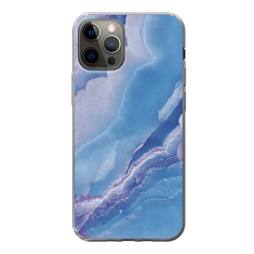 MuchoWow Handyhülle Schutzhülle Hülle für iPhone 13 Pro Natursteine - Lila - Mineralien Silikon Softcase Handy Hülle - Handy-Tasche