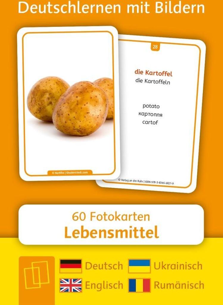 Lebensmittel - Deutsch, Englisch, Ukrainisch und Rumänisch