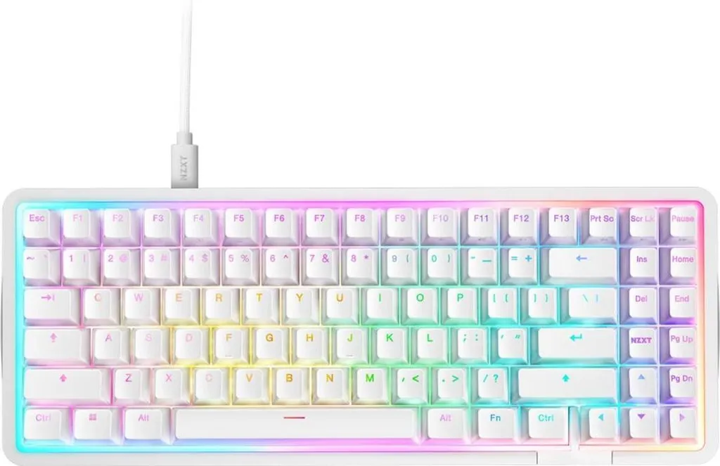 Clavier Gaming NZXT White Function Elite pour Setup Blanc de Streamer