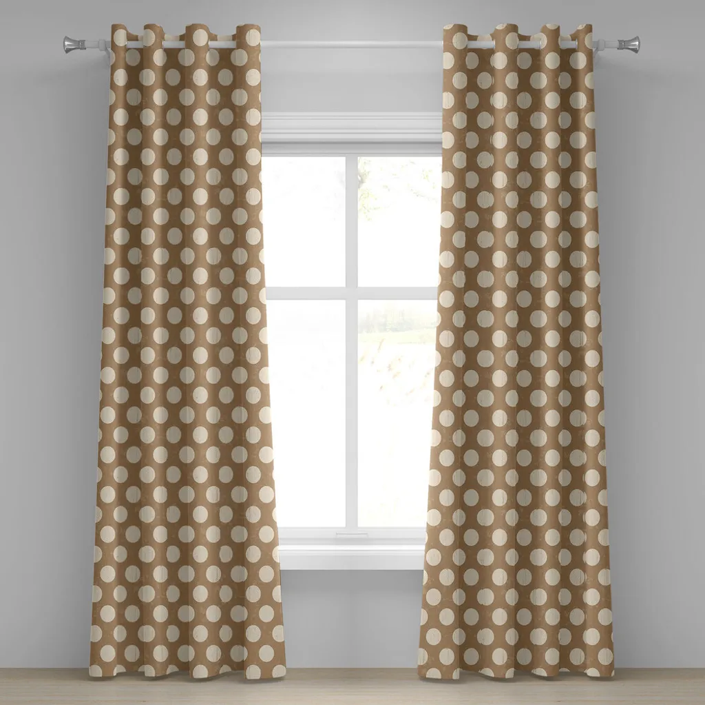 Rideau décoratif 280x245 cm design pois grunge crème tan sans tain