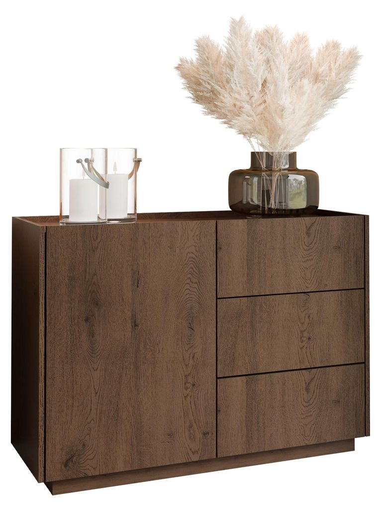 MIRJAN24 Sideboard Mirtu KSZ100, Stilvoll Wohnzimmer, Sideboard mit eins Drehtüren und drei Schubladen (Farbe: Baltic Storm)