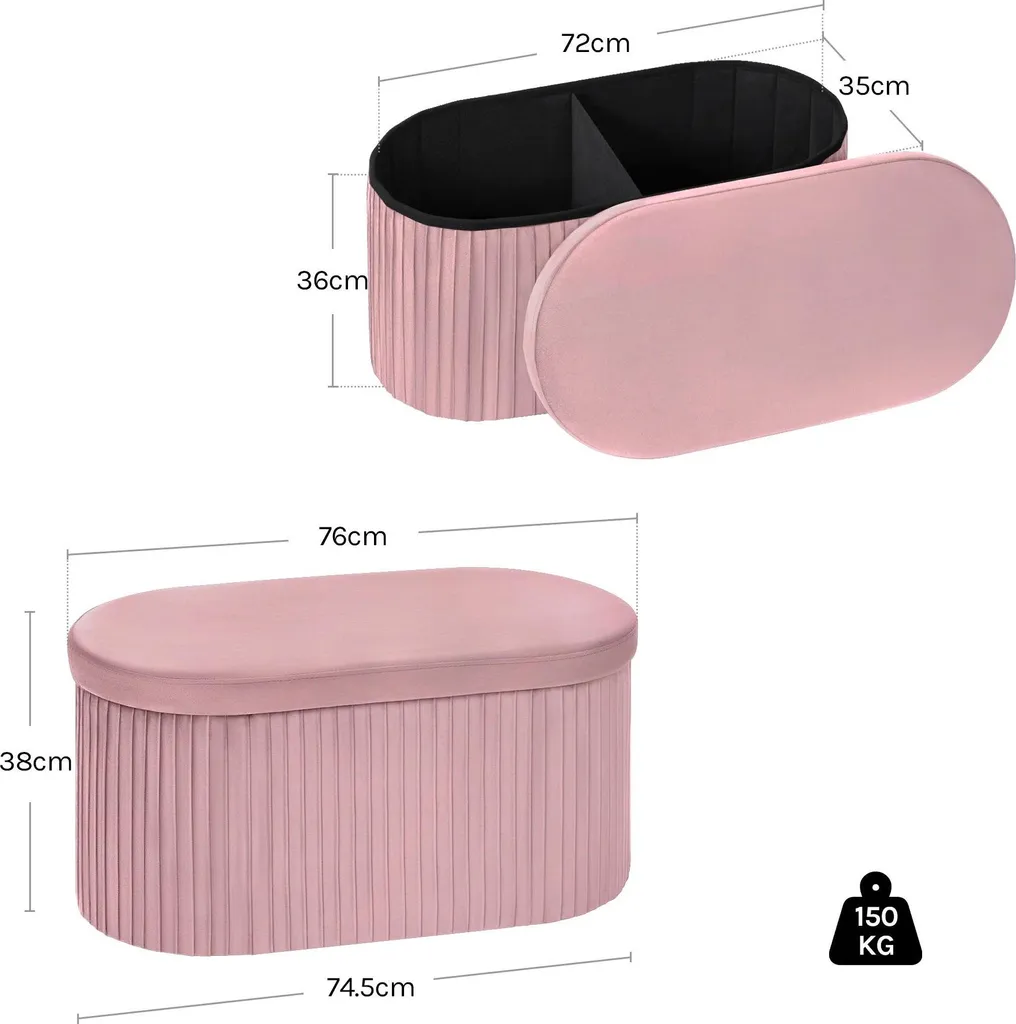 Coffre de bout de lit pliable 76 cm pour rangement de plaids et linge