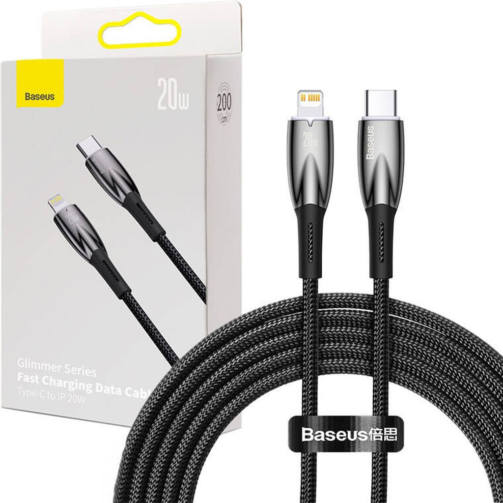 Baseus Usbc - Lightning Schnell-Ladekabel 480Mb/S 20W 2M Schwarz
