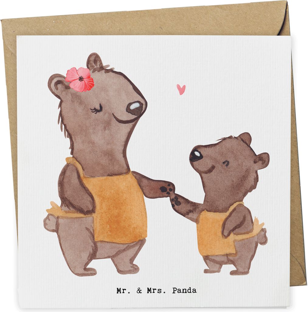 Mr. & Mrs. Panda Klappkarte Arbeitserzieherin Herz - Weiß - Geschenk, Grußkarte, Dankbar, Hilfsbereit, Freunde, anlasskarte, Studium, Glückwunsc...