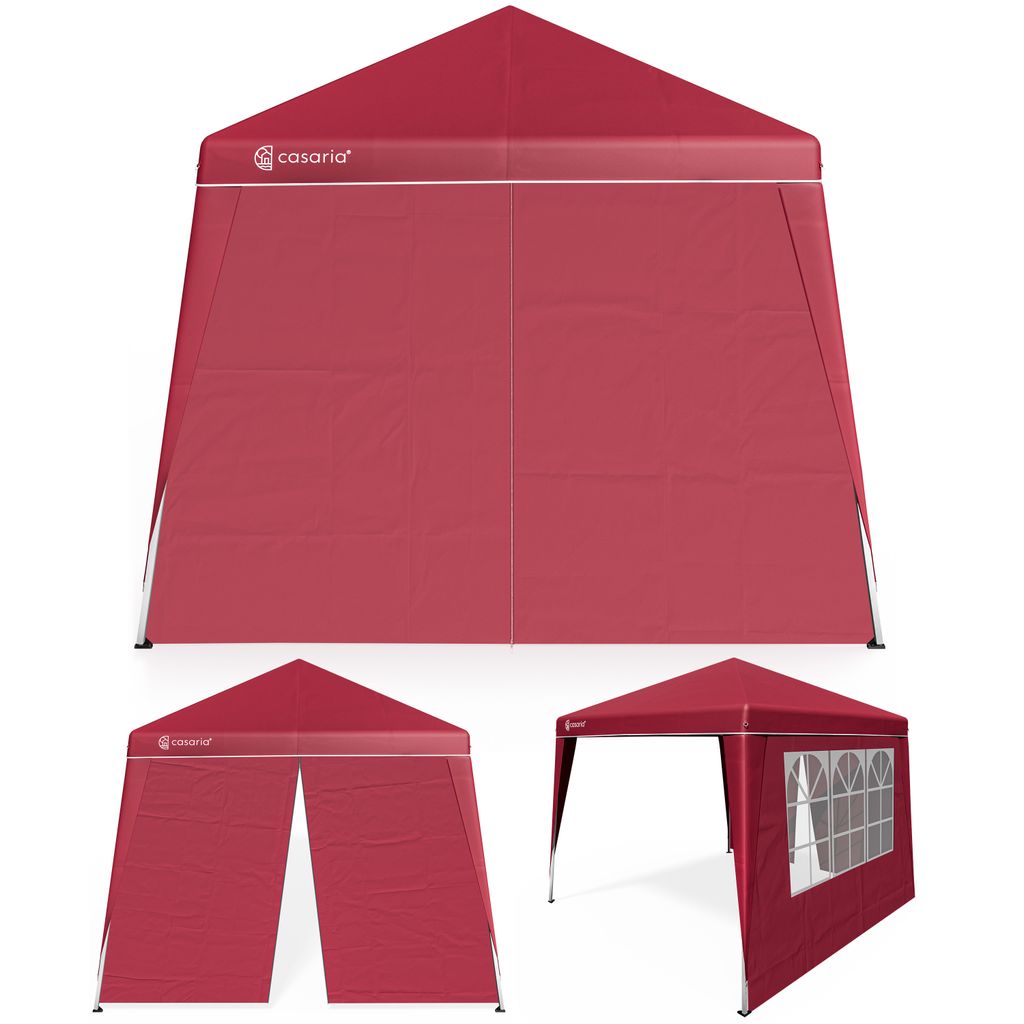 CASARIA Pavillon Pop-Up 3x3m inkl. 2x Seitenteile Farbauswahl UV-Schutz 50+ inkl. Tasche wasserdicht faltbar Faltpavillon Zelt Festival Capri Rot
