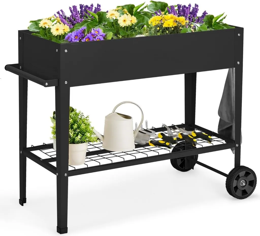 Potager surélevé ergonomique en métal noir : jardiner sans mal de dos