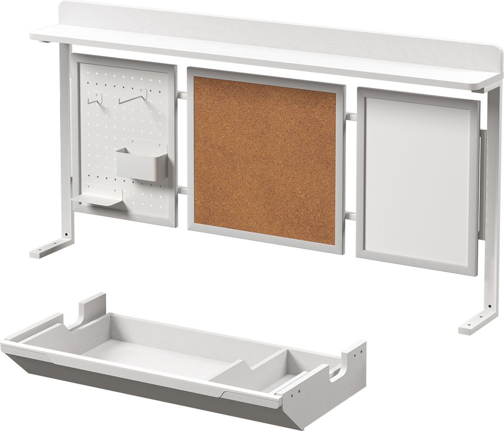 KOWO Lochplatte, Korktafel und Magnetisches Whiteboard L förmiger Elektrischer Schreibtisch (Ohne Tisch) Passt nur für unseren Flexi Eckschreibtisch