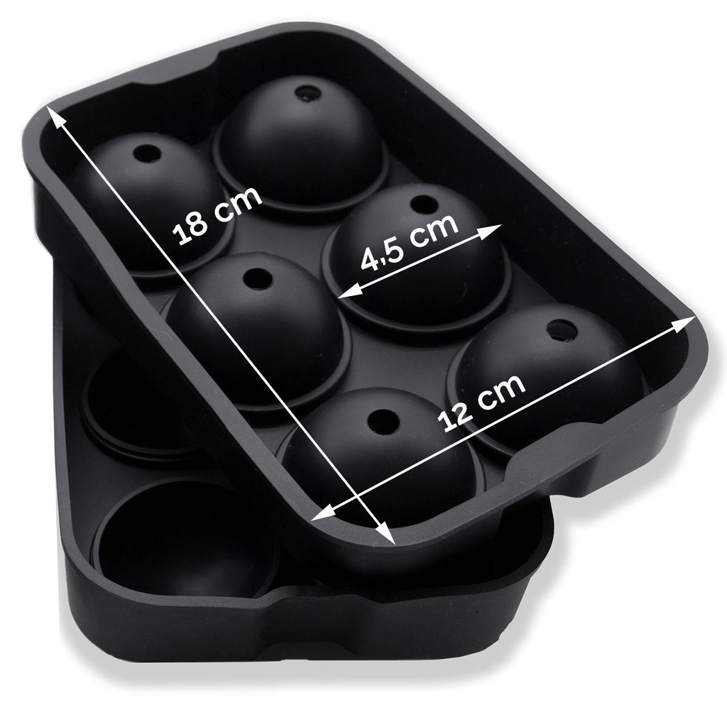 2er Set Eiswürfelform Silikon, Kugel 4,5 cm, schwarz Produktbild 3