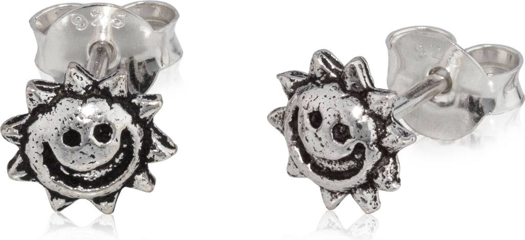 Paar Ohrstecker Lächeln der Sonne Amulett 7mm Silber 925 Ethnische Ohrringe