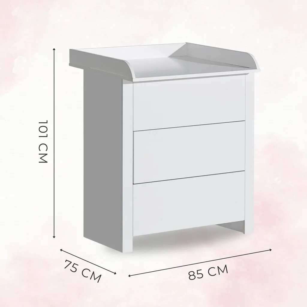Commode à langer ATB 101 x 85 x 75 cm avec tiroirs pour chambre bébé - 3