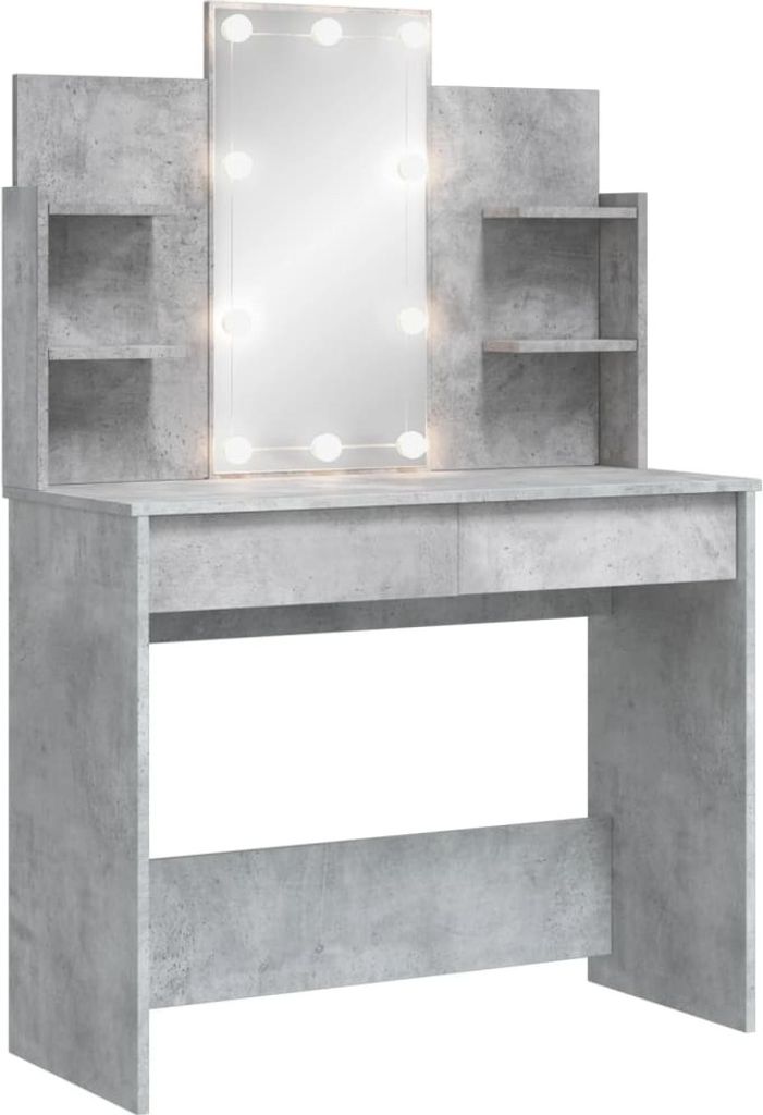 vidaXL Coiffeuse avec lampes LED gris béton 96x40x142 cm Image du produit 