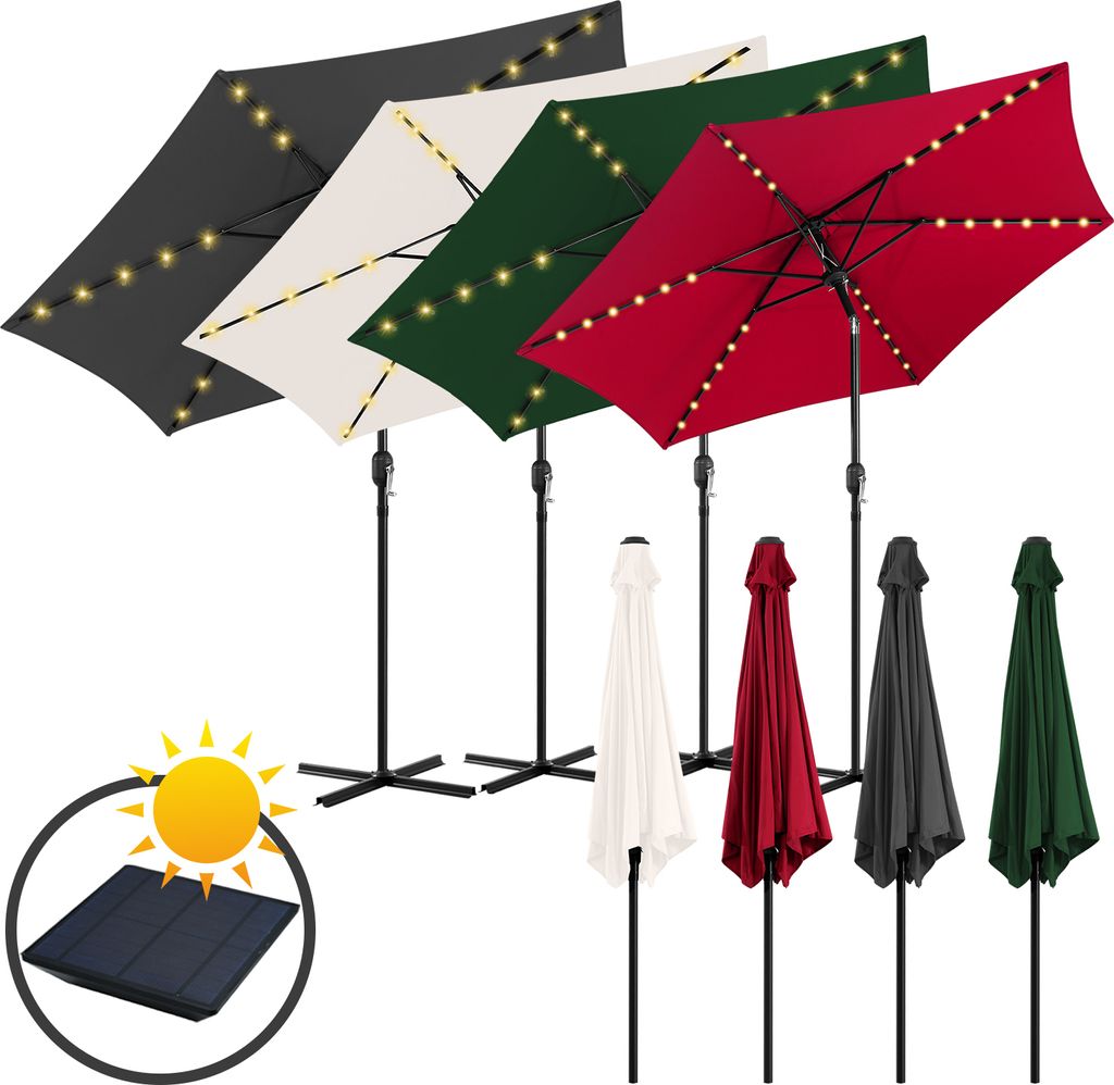 Aopunly Sonnenschirm Ø350cm inkl. LED Gartenschirm 360° drehbar Terrassenschirm Ampelschirm Marktschirm Strandschirm - mit LED - Grün
