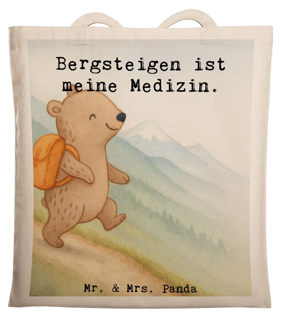 Mr. & Mrs. Panda Tote Bag Bär Bergsteigen Design - Weiß - Geschenk, Trekking, Alpinwandern, Shopping Tasche, Wandern, Laptoptasche, Jutebeutel, S...