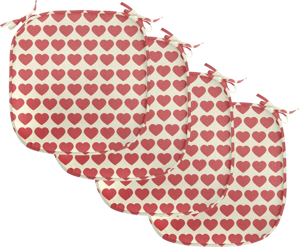 Cackleberry Home Laurel Hearts – Set Di 4 Asciugamani Da Cucina In Cotone, Motivo Cuori E Foglie Di Alloro, 71x40 Cm, Rossi, Ideali Per San Valentino