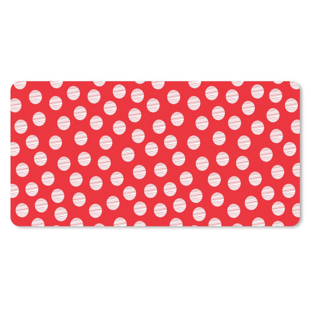 MuchoWow Mauspad Mousepad Polka dots - Muster - Rot - Weiß 60x30 cm - Mousepads - Maus Mat - Pad - Mausunterlage - Nachhaltig