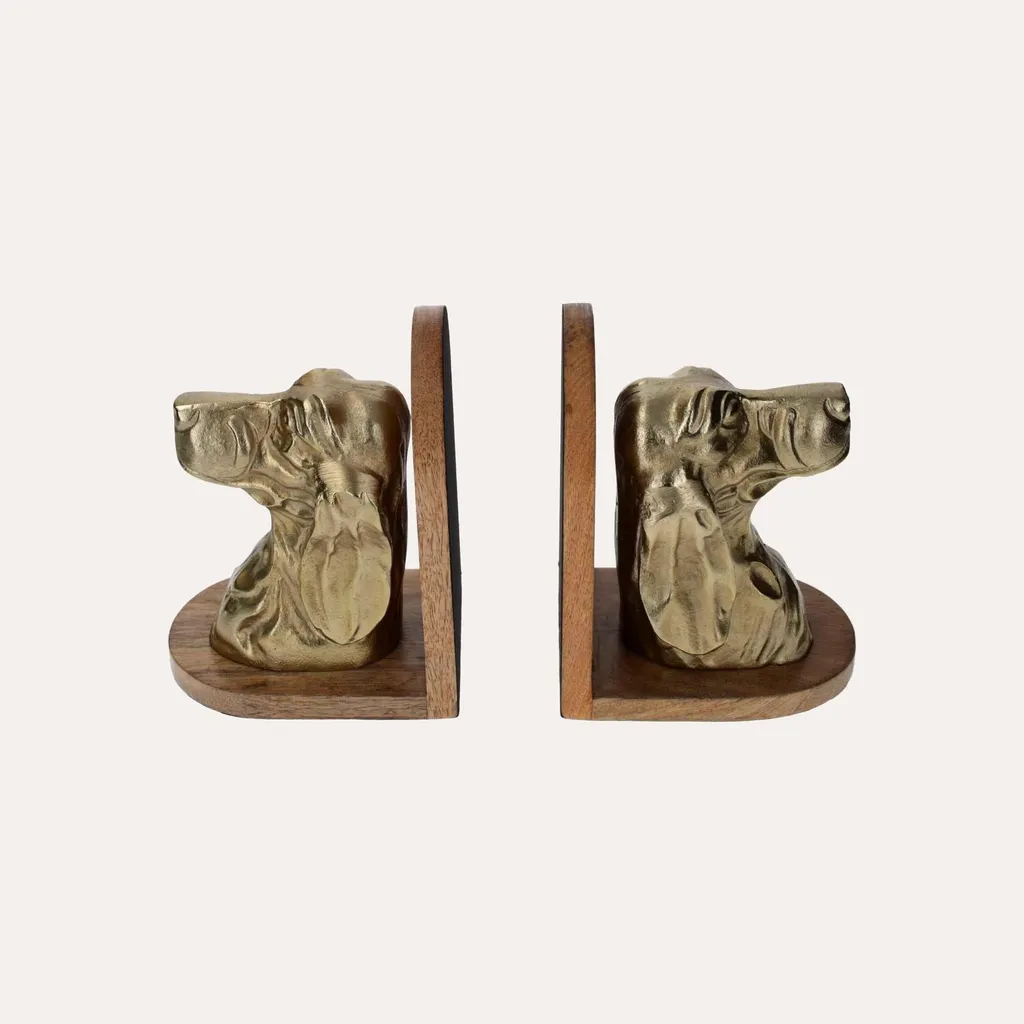 Serre-livres Chien Doré pour Organiser vos Beaux Livres avec Style