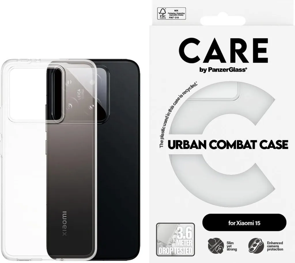 Coque Xiaomi 15 PanzerGlass Urban Combat Clair CARE - Antichoc et Durable