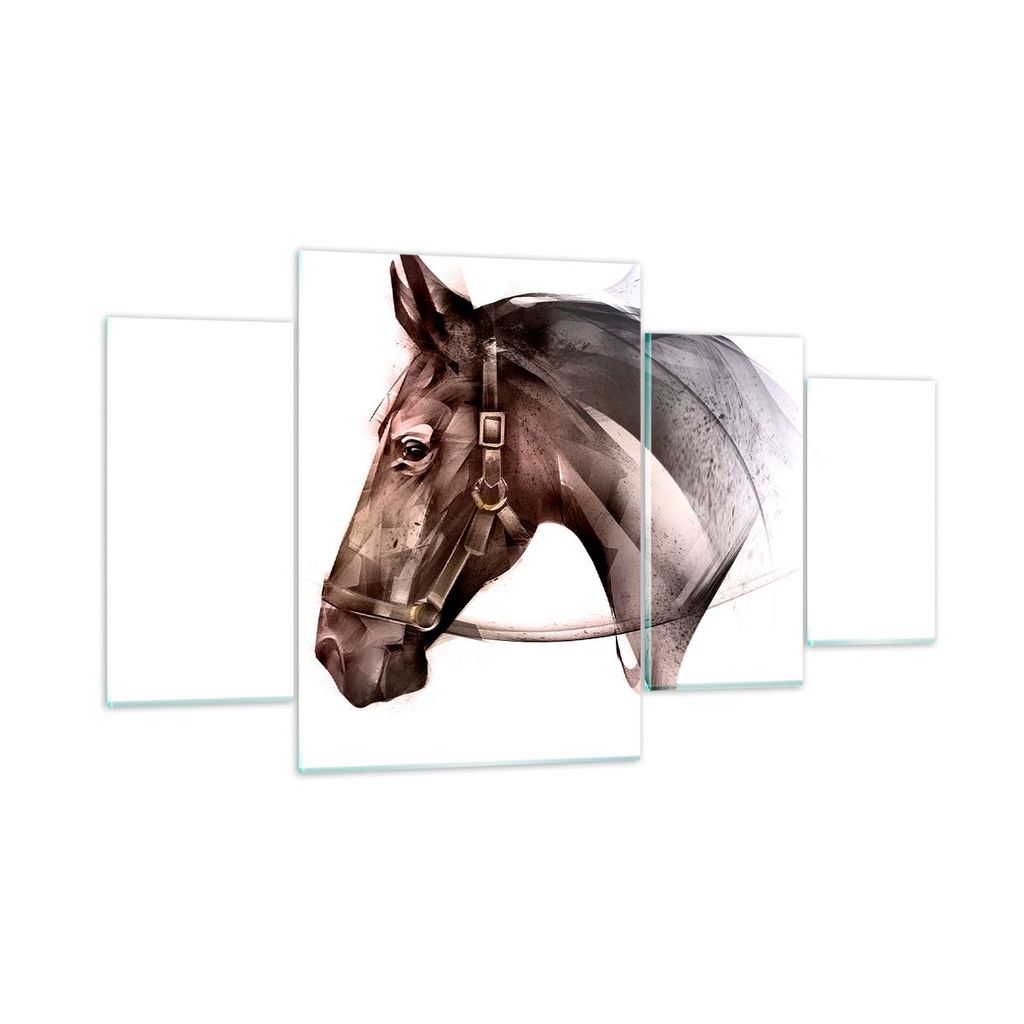 Bilder auf glas - Pferd Abstraktion - 160x90cm - Glasbilder - Wandbilder - Kunstdruck - zum Aufhängen bereit - Wanddekoration aus Glas - Glas Bild...
