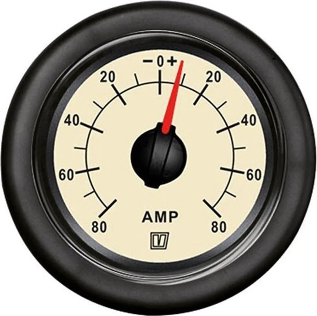 VETUS AMP080N Ampèremètre 80A 12/24V Beige pour Tableau de Bord Marine
