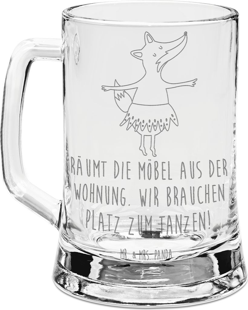 Mr. & Mrs. Panda Krug Fuchs Ballerina - Transparent - Geschenk, Tänzer, Ballett, Tanzen, Feier, Glaskrug, Bierseidel Mit Gravur, Humpen, Bierkrug,...