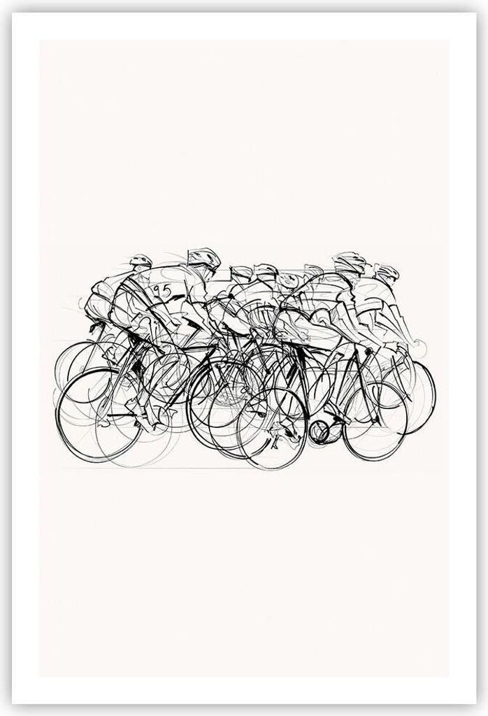 Poster - Poster ohne Rahmen - Fahrrad Rennen Rad - 61x91,5 cm - Wand Bild - Wanddeko - Wandbilder - Kunstposter - Wandposter - Bilder - Kunstdruck ...