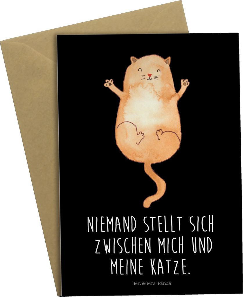 Mr. & Mrs. Panda Grußkarte Katze Umarmen - Schwarz - Geschenk, Liebe, einladungskarten, weihnachtskarten, osterkarten, Kater, Katzen, Cat, vaterta...