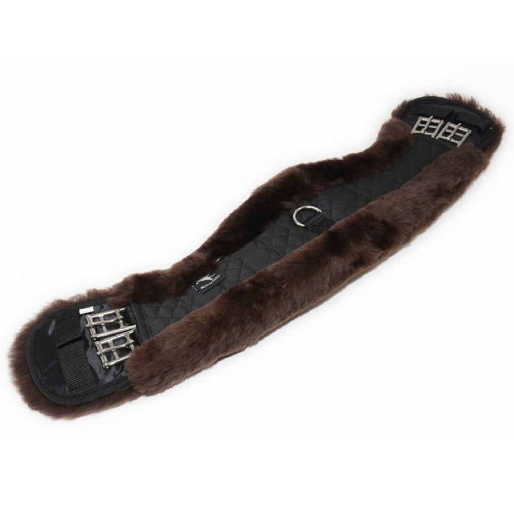 Engel Reitsport Lammfell Sattelgurt Mondgurt Gurt schwarz/Fell mocca 18" (45cm)
