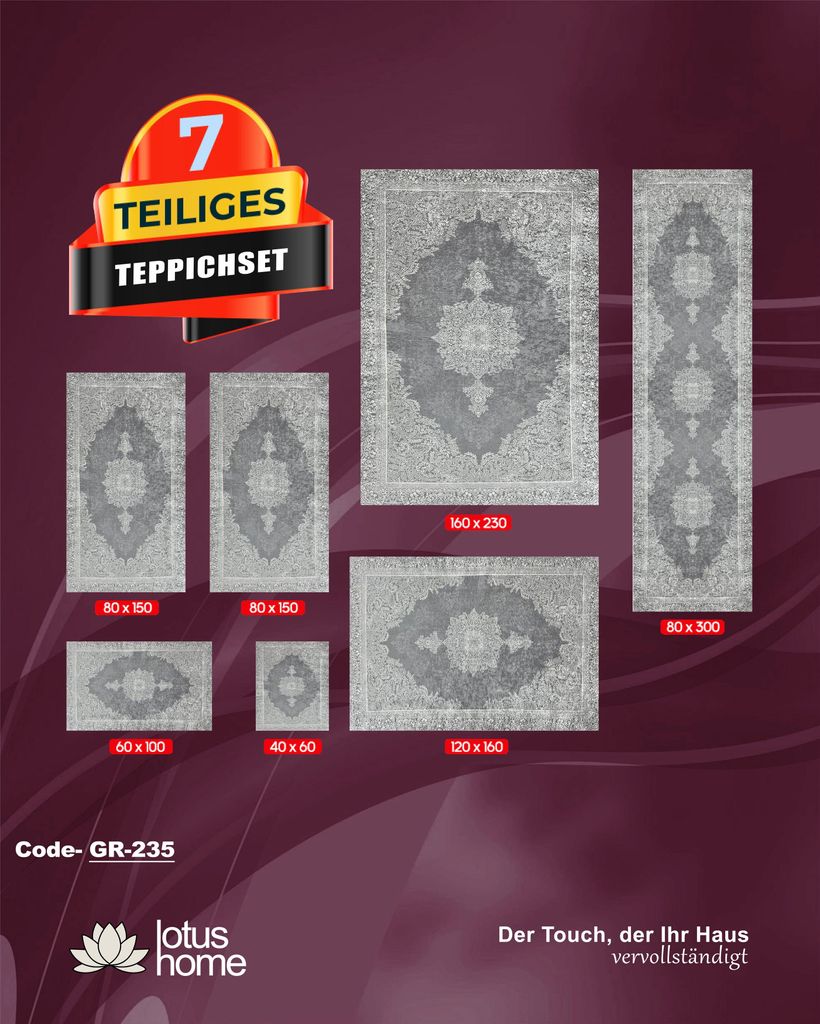 7-teiliges Teppich-Set GR-235. Produktbild 