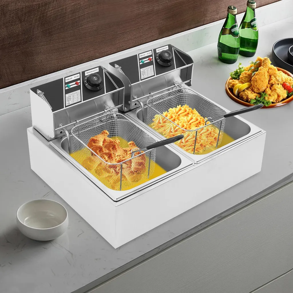 Friteuse électrique double 12L pour frites et snacks croustillants - 2