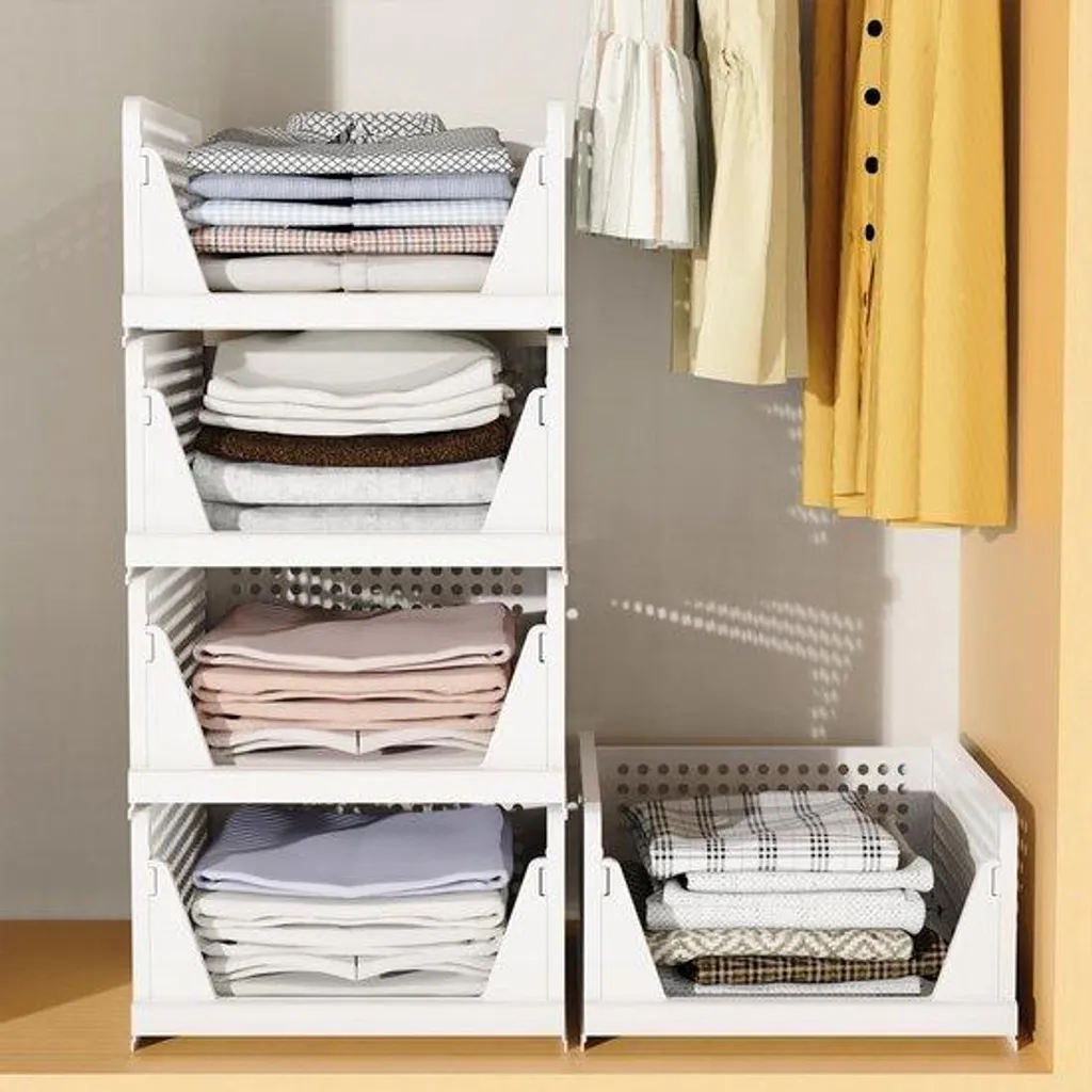 Boîte de rangement empilable pour vêtements - Organisateur de placard